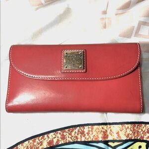 Vintage Dooney & Bourke Red Leather Checkbook Continental Wallet